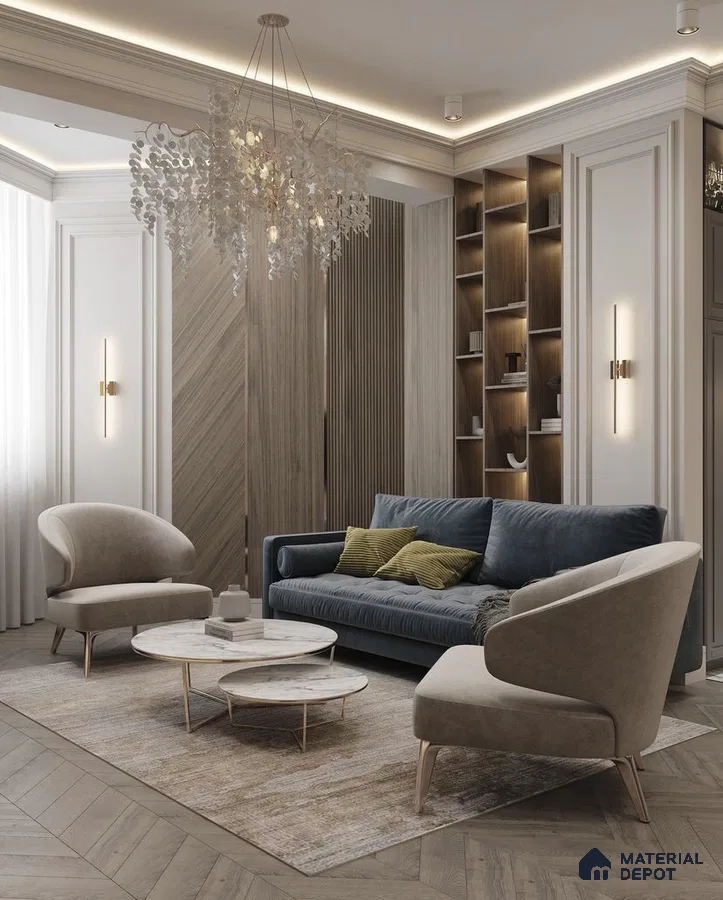 a living room filled with lots of furniture and a large windows in the center of the ceiling fan next to a window sill and a window sill of it that leads to a room filled with lots of